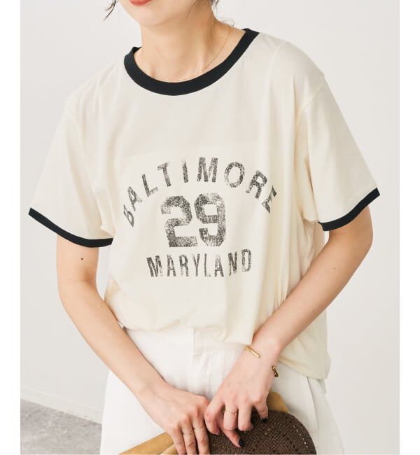 Spick and Span「カレッジトリムTシャツ」|Tシャツ・カットソー|ホワイト