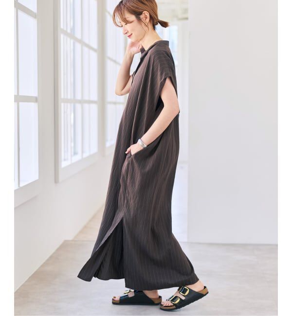 Spick and Span「《別注カラー有り》MARSALAストライプシャツワンピース」|ワンピース|ブラウン
