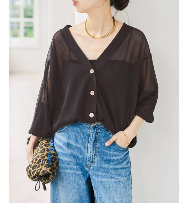 Spick and Span「シアーVネックカーディガン」|カーディガン|