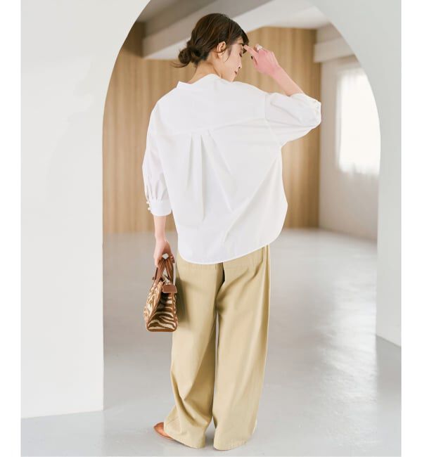 Spick and Span「《WEB限定 / 追加2》パールボタンギャザースリーブシャツ」|シャツ・ブラウス|