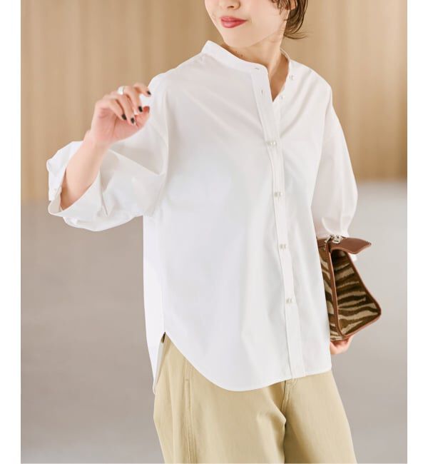 Spick and Span「《WEB限定 / 追加2》パールボタンギャザースリーブシャツ」|シャツ・ブラウス|