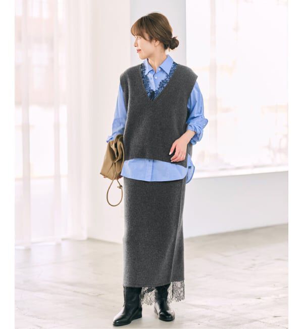 Spick and Span「《一部店舗+WEB限定予約》レースニットベスト」|ニット・セーター|