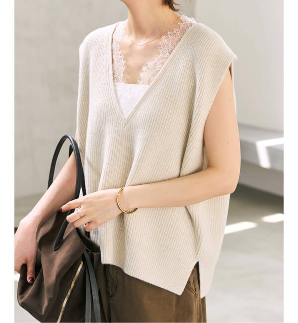 Spick and Span「《一部店舗+WEB限定予約》レースニットベスト」|ニット・セーター|