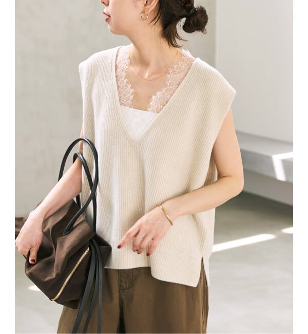 Spick and Span「《一部店舗+WEB限定予約》レースニットベスト」|ニット・セーター|