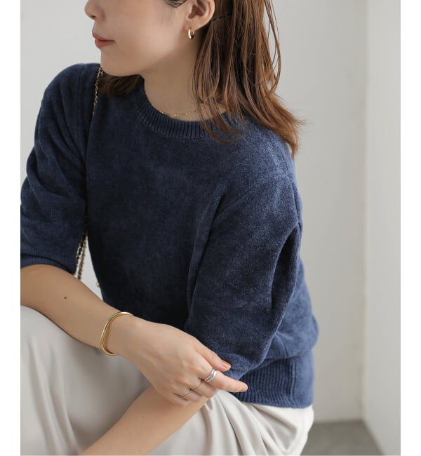  「【洗える】ベロアコンシャスニット」|ニット・セーター|