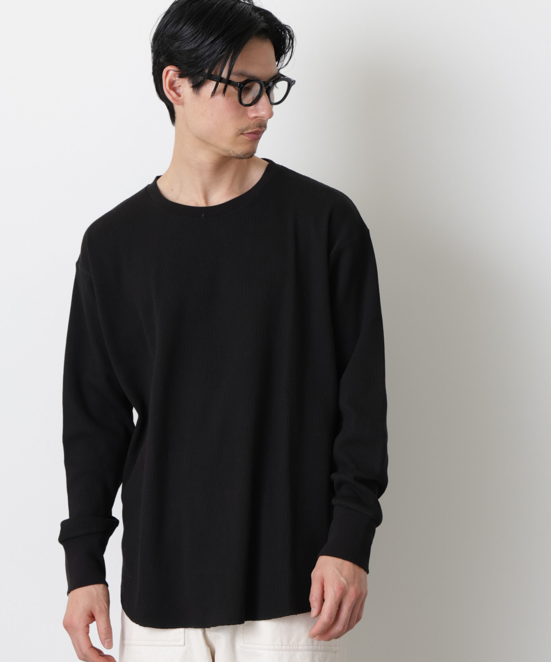 NANO universe「ミニワッフルクルーネックTシャツ 長袖」|Tシャツ・カットソー|
