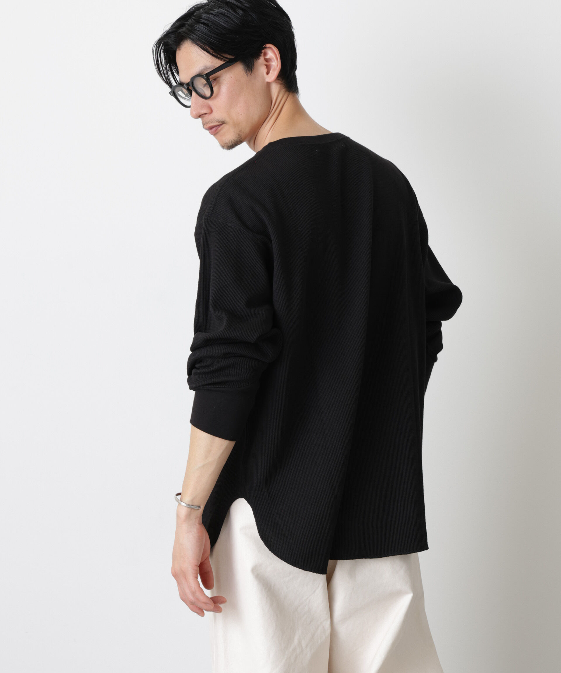 NANO universe「ミニワッフルクルーネックTシャツ 長袖」|Tシャツ・カットソー|