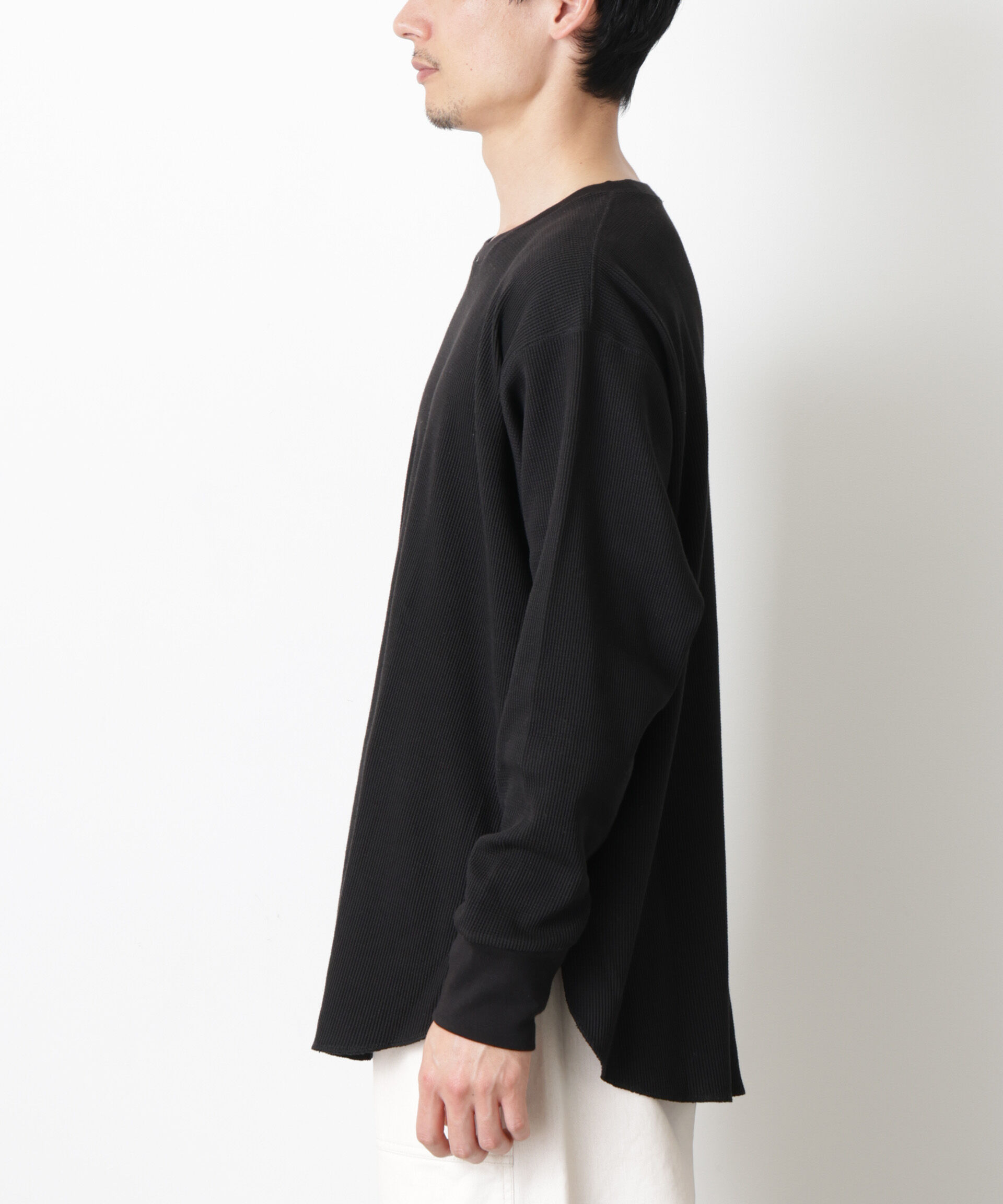 NANO universe「ミニワッフルクルーネックTシャツ 長袖」|Tシャツ・カットソー|