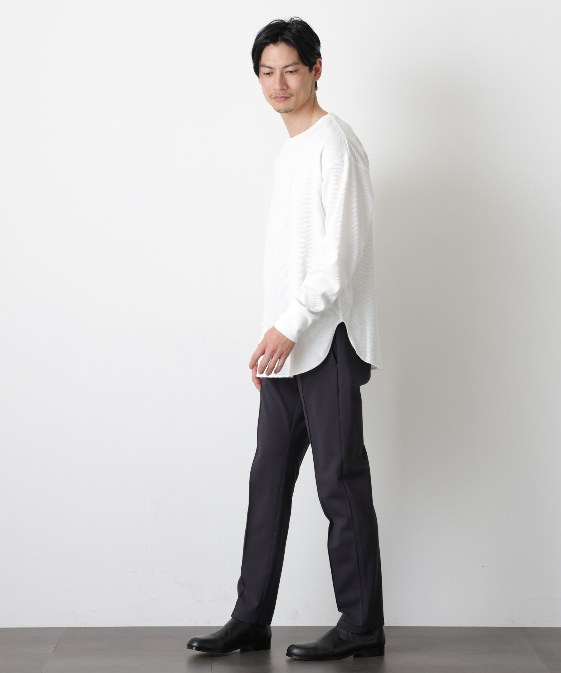NANO universe「ミニワッフルクルーネックTシャツ 長袖」|Tシャツ・カットソー|