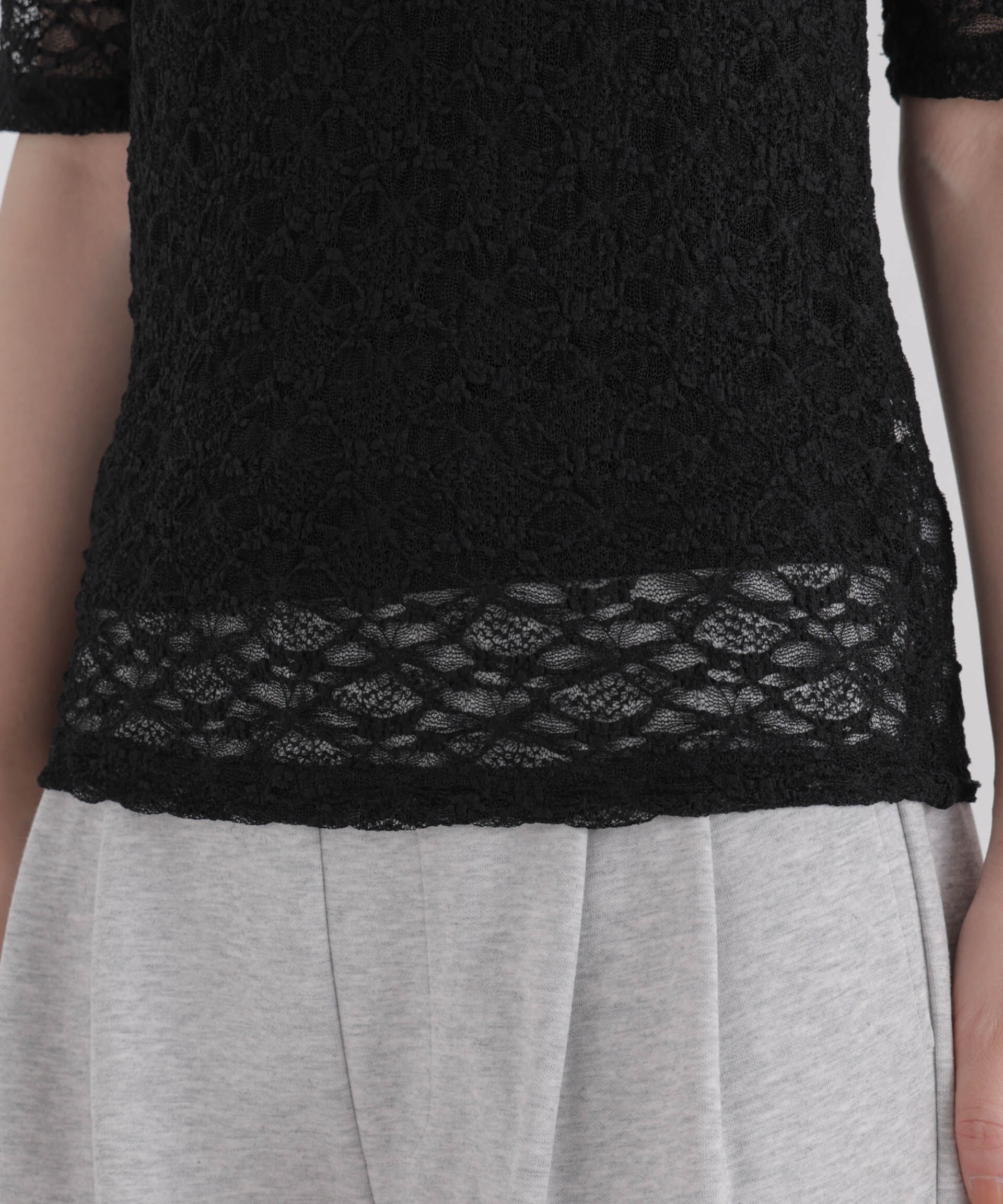 NANO universe「前後2wayシアーストレッチレーストップス」|Tシャツ・カットソー|