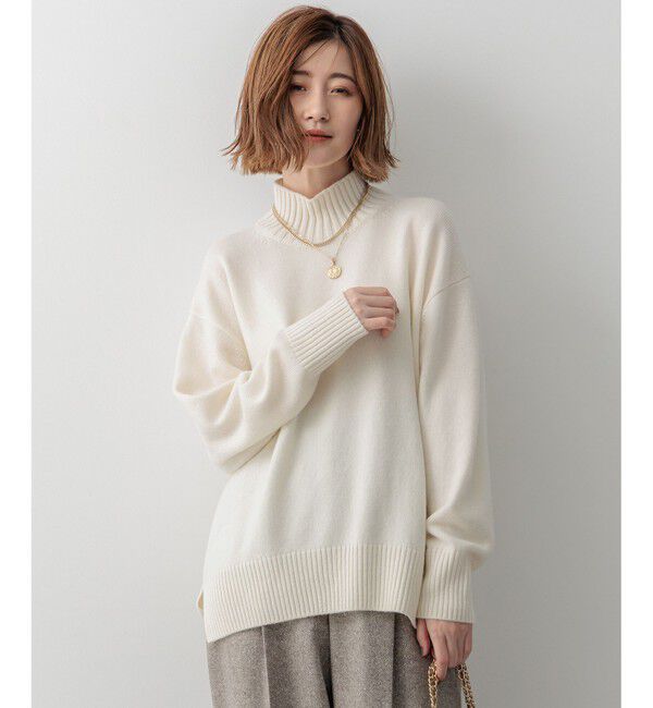 23区「【洗える】カシミヤブレンド ハイネック ニット」|ニット・セーター|ホワイト系