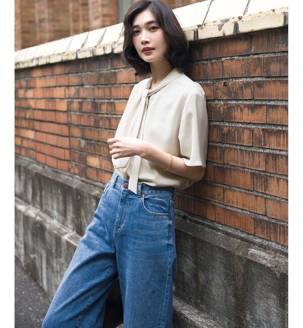23区「ストレッチジョーゼット ボウタイ ブラウス」|Tシャツ・カットソー|