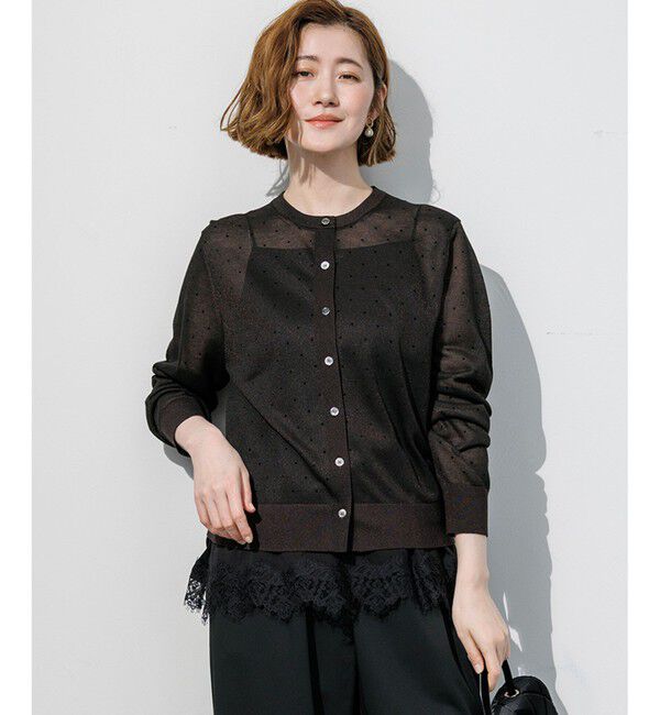 23区「【WEB&一部店舗限定カラーあり】シアードット クルーネック カーディガン」|ニット・セーター|ﾀﾞｰｸﾌﾞ