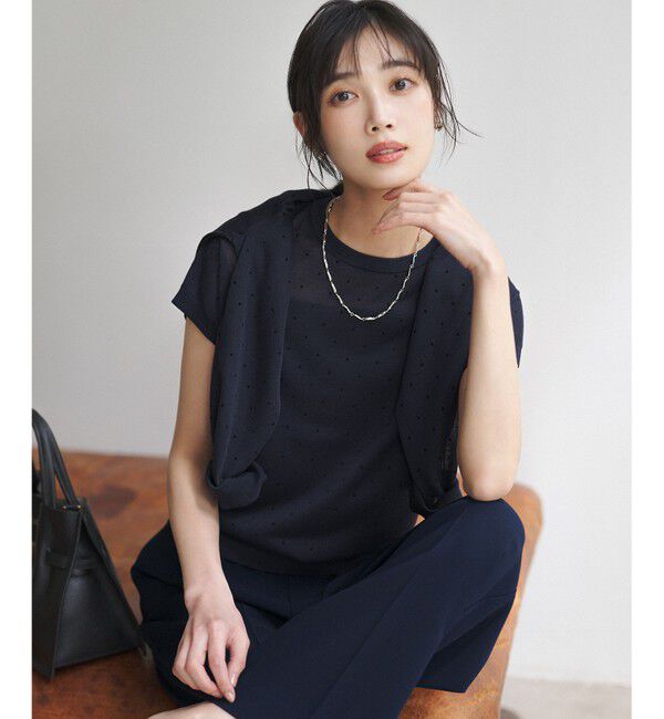 23区「【WEB&一部店舗限定カラーあり】シアードット クルーネック カーディガン」|ニット・セーター|