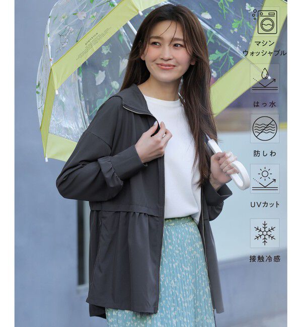 ANY SIS「ラッシュガード ジップアップフーディー」|パーカー|チャコール