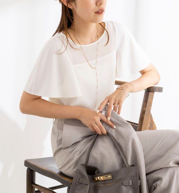 NOLLEY'S「《接触冷感》ウォッシャブルシアー切替ツイルブラウス」|シャツ・ブラウス|