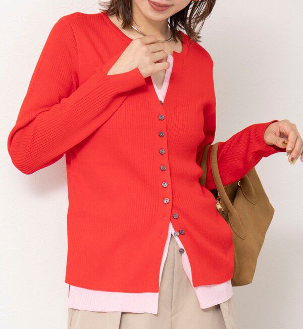 NOLLEY'S「【TORRAZZO DONNA/トラッゾドンナ】Layered V-Neck Top」|ニット・セーター|レッド