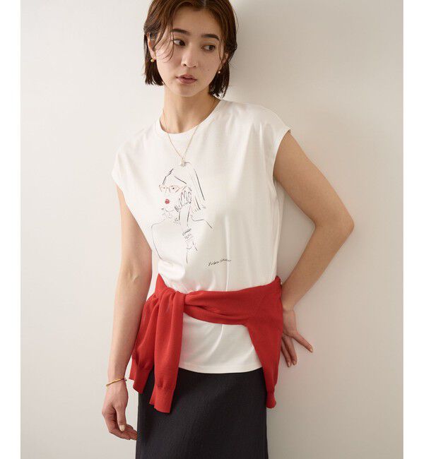 ROPE「【YUKO SAEKI for ROPE&rsquo;・コラボレーション】フレンチスリーブプリントTシャツ/イージーケア」|Tシャツ・カットソー|