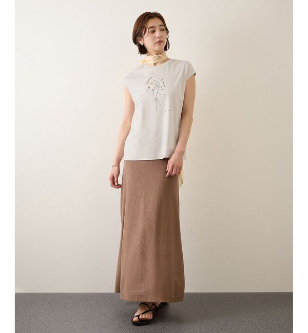 ROPE「【YUKO SAEKI for ROPE&rsquo;・コラボレーション】フレンチスリーブプリントTシャツ/イージーケア」|Tシャツ・カットソー|