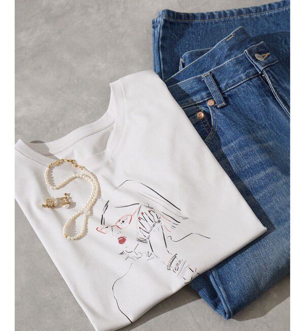 ROPE「【YUKO SAEKI for ROPE&rsquo;・コラボレーション】フレンチスリーブプリントTシャツ/イージーケア」|Tシャツ・カットソー|ホワイト系(11)