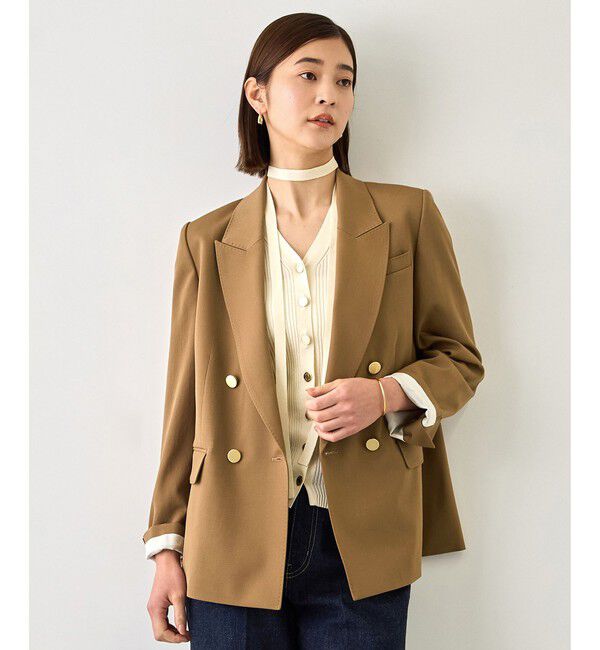 ROPE「【J'aDoRe・一部店舗限定サイズ】ウールメタル釦ダブルブレストジャケット」|テーラードジャケット|キャメル(25)