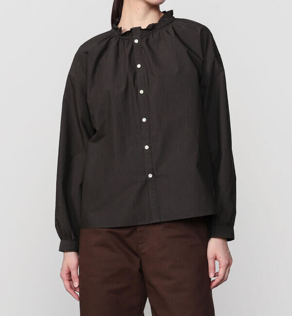 ORCIVAL「ORCIVAL | コットンポリエステル ギャザーシャツ CHECK WOMEN」|シャツ・ブラウス|BROWN系1