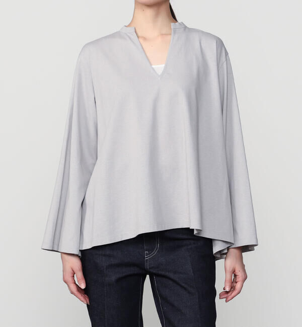 ORCIVAL「ORCIVAL | コットンジャージー スキッパーネック長袖カットソー WOMEN」|Tシャツ・カットソー|LTGREY
