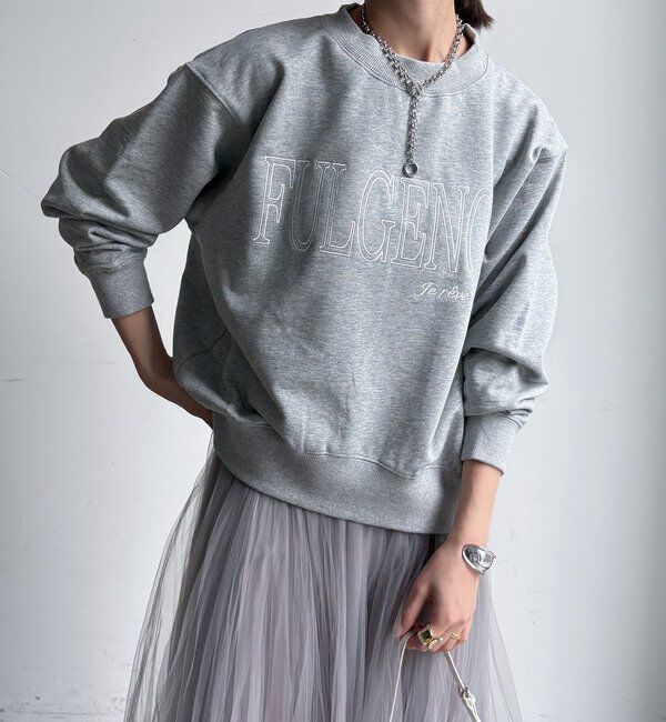  「【WEB限定】 FULGENCE裏毛ロゴ刺繍プルオーバー」|Tシャツ・カットソー|グレー
