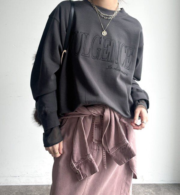  「【WEB限定】 FULGENCE裏毛ロゴ刺繍プルオーバー」|Tシャツ・カットソー|ダークグレー