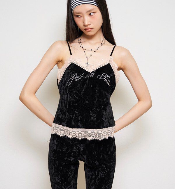  「【26AW LOOK掲載品番】ベロアレースキャミ」|キャミソール|