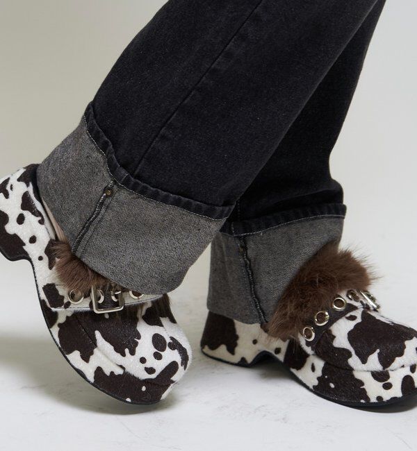  「【26AW LOOK掲載・WEB限定カラーあり】【SLOPPY】ファーベルトサボ」|ロングブーツ|ベージュ