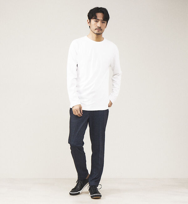 ABAHOUSE「【クルーネック】ポンチ 長袖 Tシャツ」|Tシャツ・カットソー|