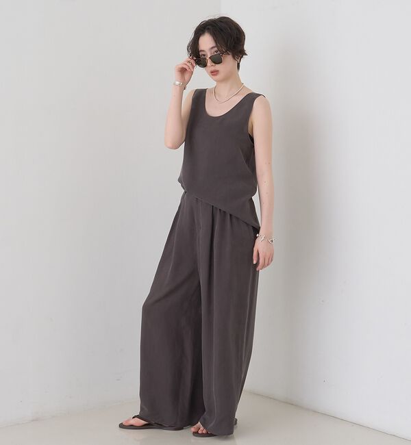 Rouge vif「キュプラフィブリルUネックノースリーブブラウス/ジレ」|シャツ・ブラウス|