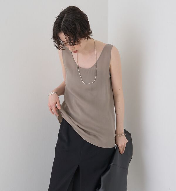 Rouge vif「キュプラフィブリルUネックノースリーブブラウス/ジレ」|シャツ・ブラウス|