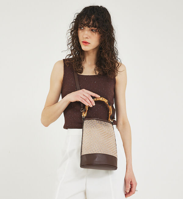 LOWELL things「●SOEUR/バンブーハンドルチュールバッグ」|ハンドバッグ|