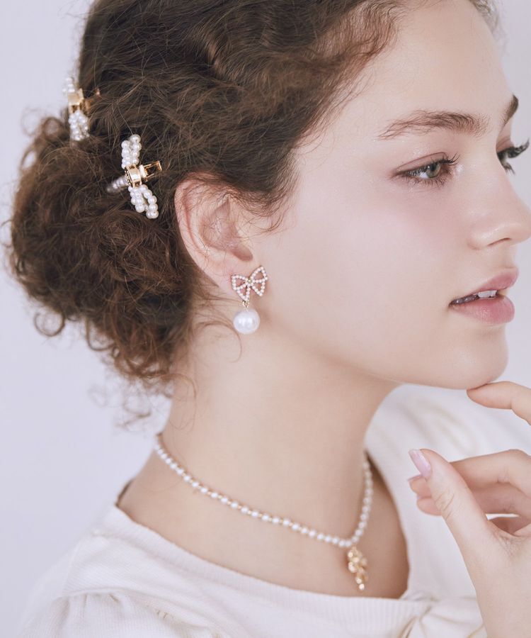 Maison de FLEUR「パールリボンイヤリング」|イヤリング|