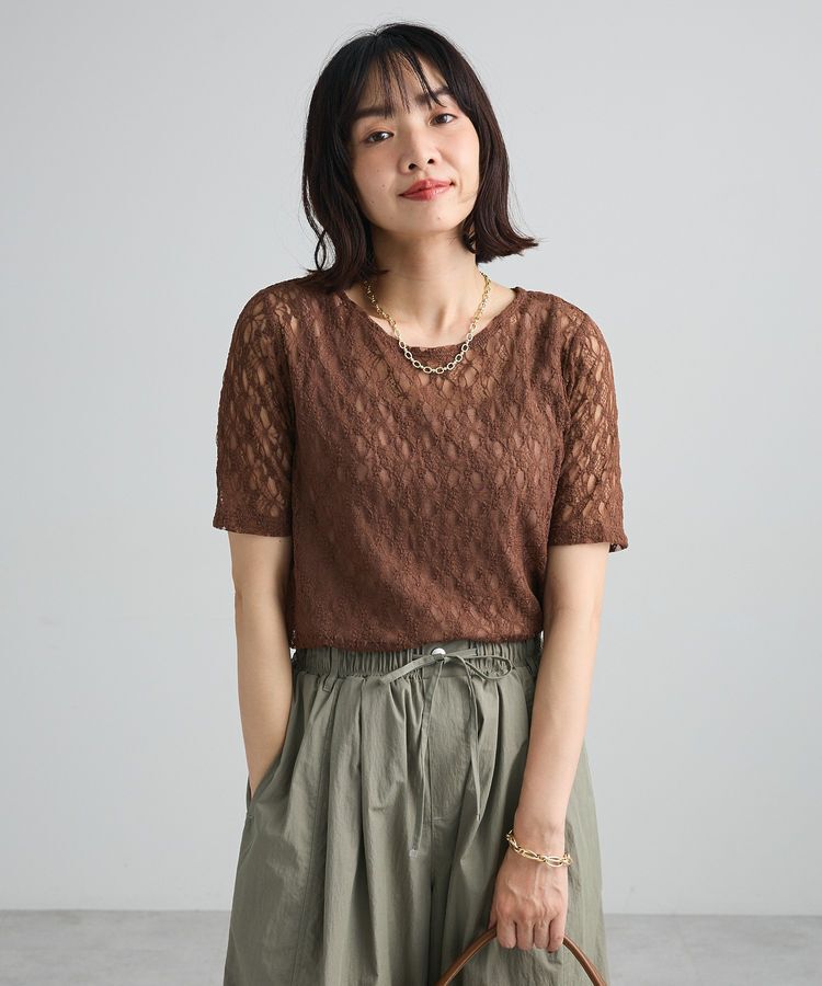 Green Parks「レース半袖プルオーバー」|Tシャツ・カットソー|
