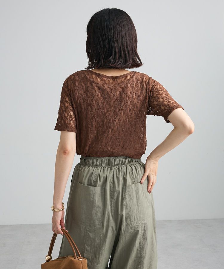 Green Parks「レース半袖プルオーバー」|Tシャツ・カットソー|