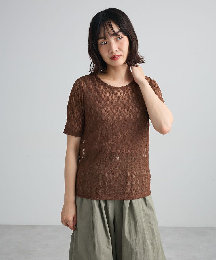 Green Parks「レース半袖プルオーバー」|Tシャツ・カットソー|