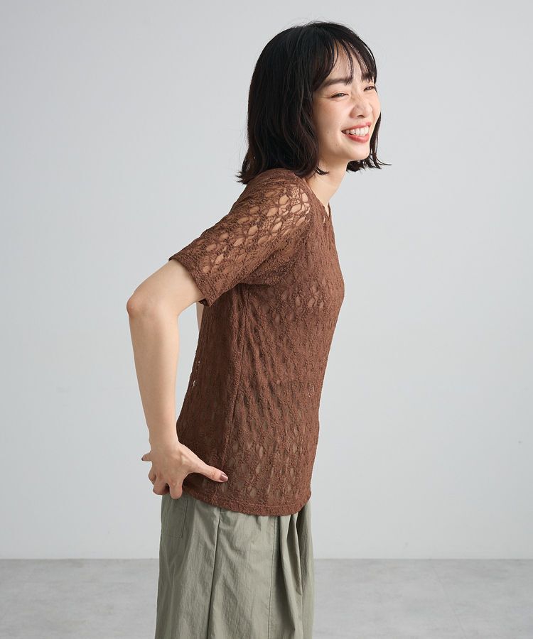 Green Parks「レース半袖プルオーバー」|Tシャツ・カットソー|