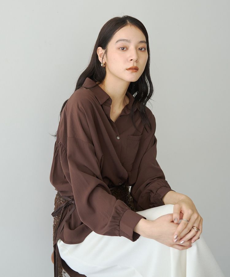 YECCA VECCA「バックギャザーロングシャツ」|シャツ・ブラウス|