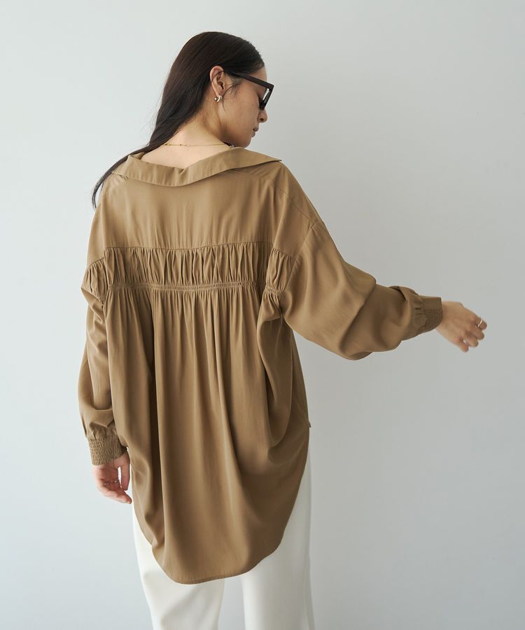 YECCA VECCA「バックギャザーロングシャツ」|シャツ・ブラウス|