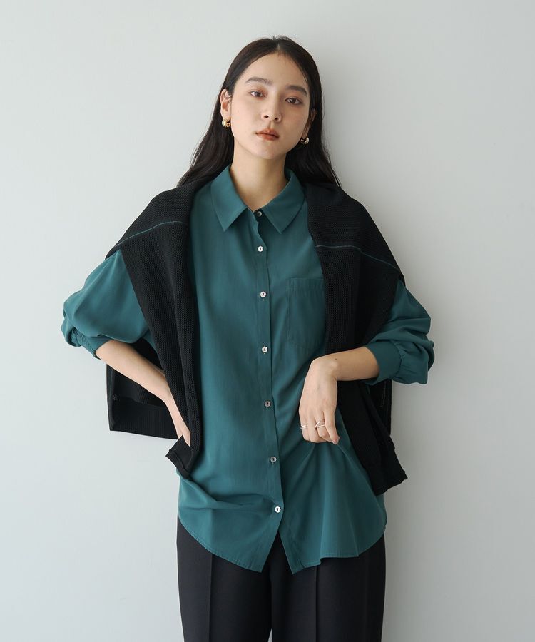 YECCA VECCA「バックギャザーロングシャツ」|シャツ・ブラウス|Dark Green