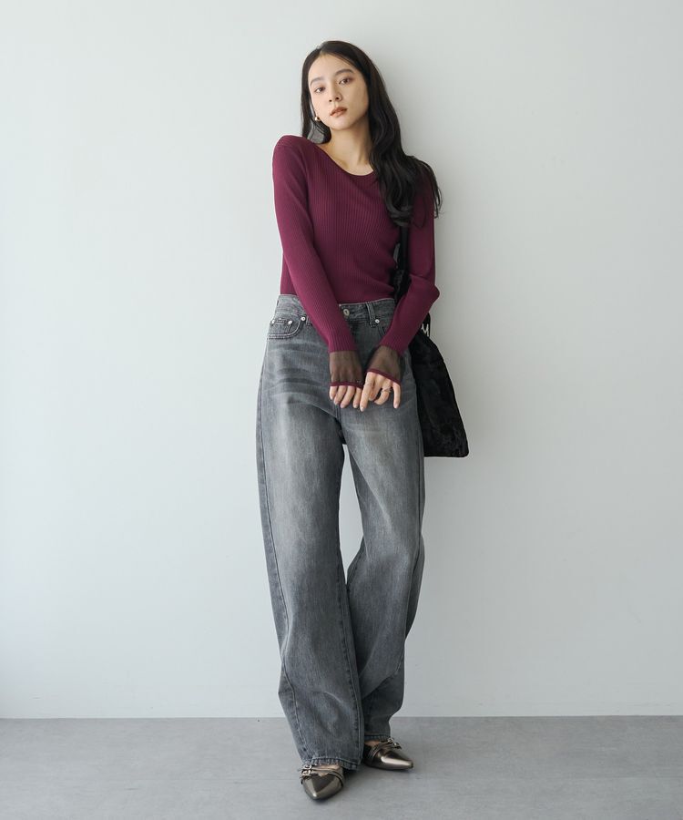 YECCA VECCA「袖口シアーリブニット」|ニット・セーター|