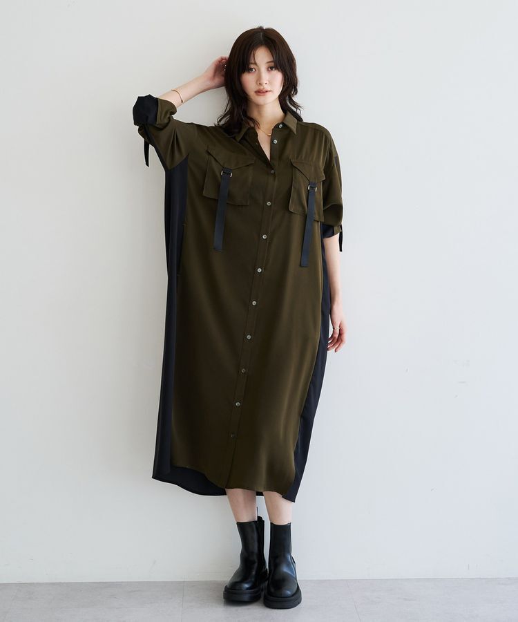 Editt by YECCA VECCA「ミリタリーロングシャツワンピース」|ワンピース|
