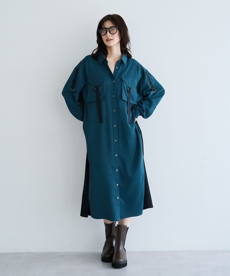Editt by YECCA VECCA「ミリタリーロングシャツワンピース」|ワンピース|
