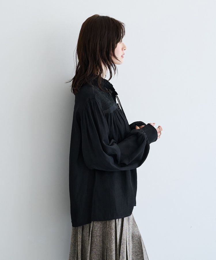 YECCA VECCA「レース切替ボリューム袖ブラウス」|シャツ・ブラウス|