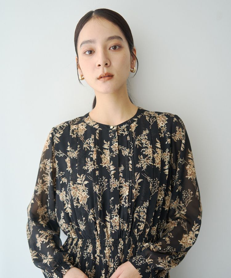 YECCA VECCA「ヴィンテージフラワー柄プリーツワンピース」|ワンピース|