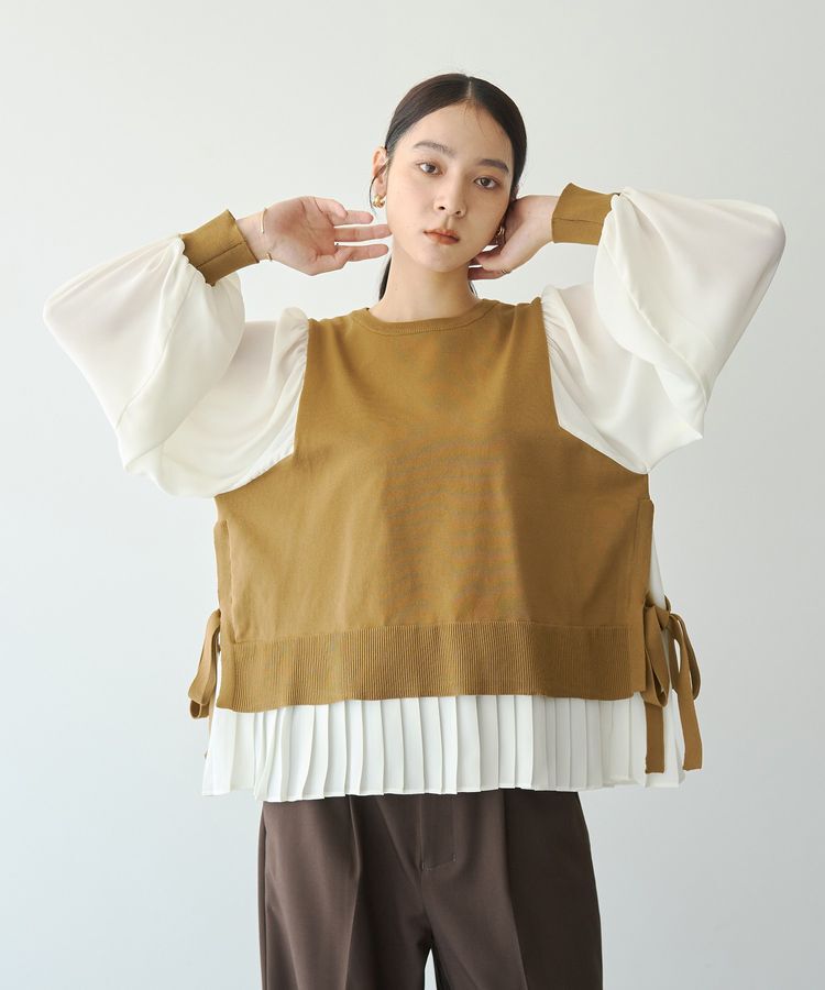 YECCA VECCA「プリーツコンビニット」|ニット・セーター|
