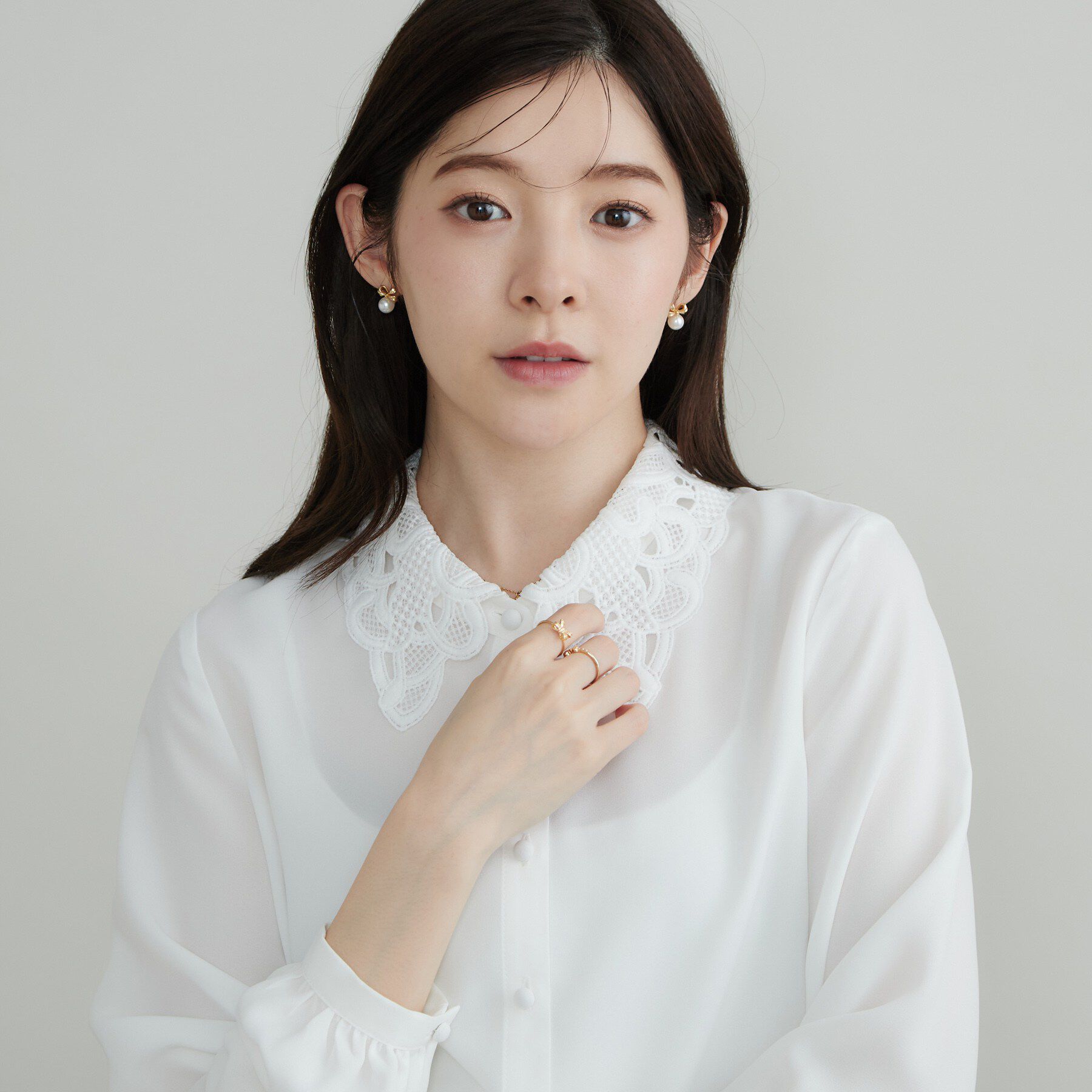 Couture broach「【お顔まわり彩る】レース衿ジョーゼットブラウス」|シャツ・ブラウス|